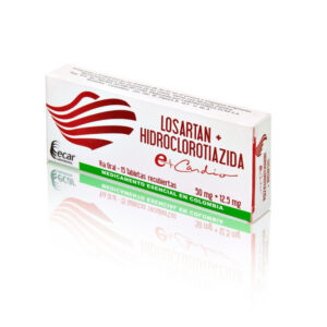 Losartán + HTZ 50/12,5 mg Ecar – Caja x 15 tabletas | Antihipertensivo combinado