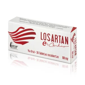 Losartán 100 mg Ecar – Caja x 30 tabletas | Tratamiento Antihipertensivo Seguro