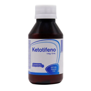 Frasco Ketotifeno 120 mL Coaspharma jarabe presentación y dosificador
