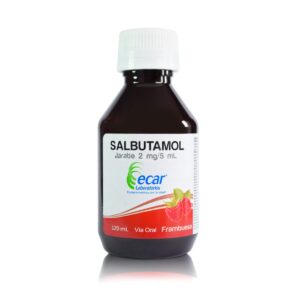 Frasco Salbutamol Ecar jarabe 120 ml con dosificador para niños