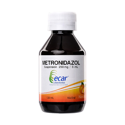 Metronidazol 250 mg 5ml suspensión 120 ml Ecar antiparasitario antibacteriano