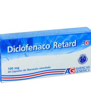 Diclofenaco Retard 100 mg Caja x 20 cápsulas AG | Antiinflamatorio y analgésico de liberación prolongada