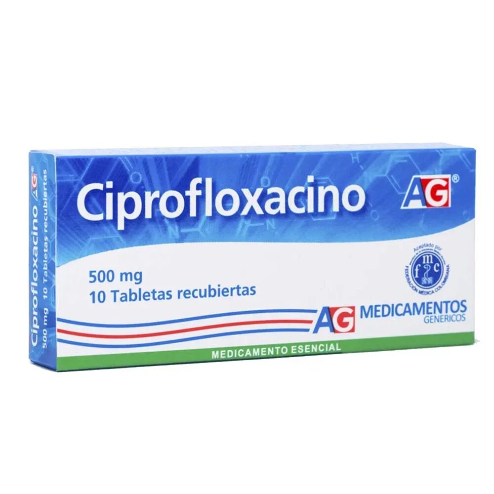 Ciprofloxacino 500 mg — Caja x 10 tabletas AG | Antibiótico de amplio espectro