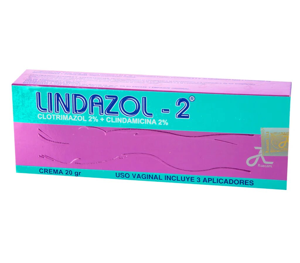 Lindazol-2 Crema Vaginal — Caja x 3 aplicadores Ruecam | Clotrimazol + Clindamicina