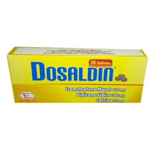 Dosaldin 30 mg + 300 mg + 30 mg – Caja x 20 tabletas | Labquifar (Dipirona + Isometepteno + Cafeína)