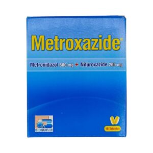 Metroxazide 600 mg/200 mg – Caja x 18 Tabletas | Metronidazol + Nifuroxazida – Bioquifar