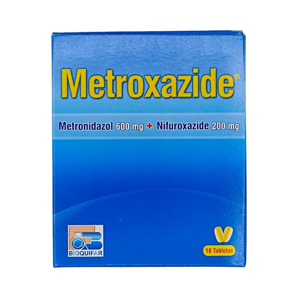 Metroxazide 600 mg/200 mg – Caja x 18 Tabletas | Metronidazol + Nifuroxazida – Bioquifar