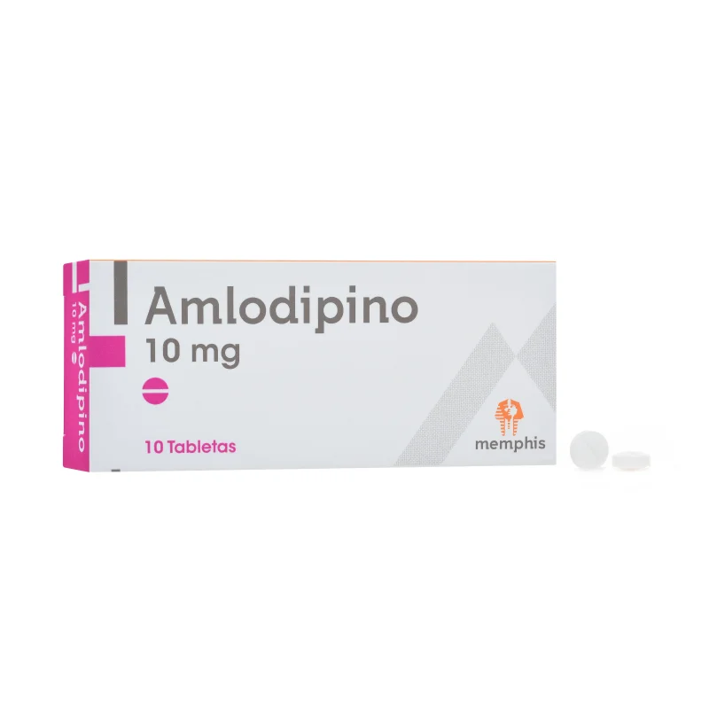 Amlodipino 10 mg — Caja x 10 tabletas | Memphis — Bloqueador de canal de calcio (Rx)